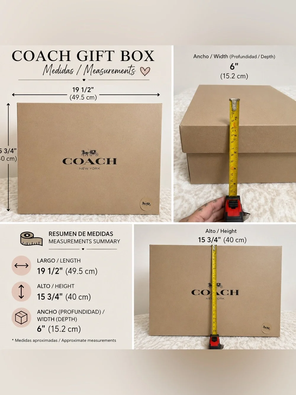 Coach Taupe Gift Box with Black Logo